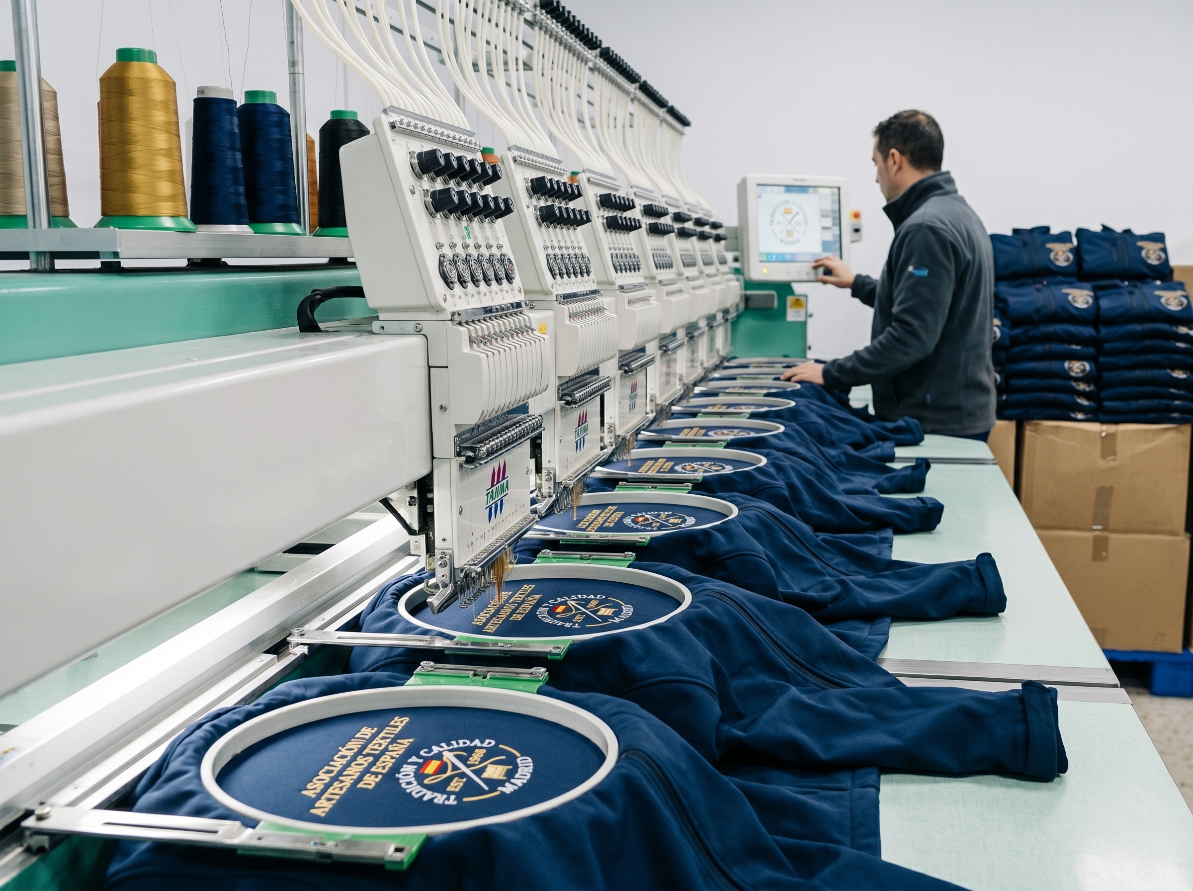 Bordado en serie para sudaderas universitarias personalizadas